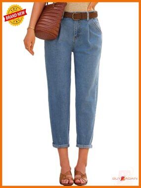 High Waisted Baggy Boyfriend Barrel Jeans Stretch Denim